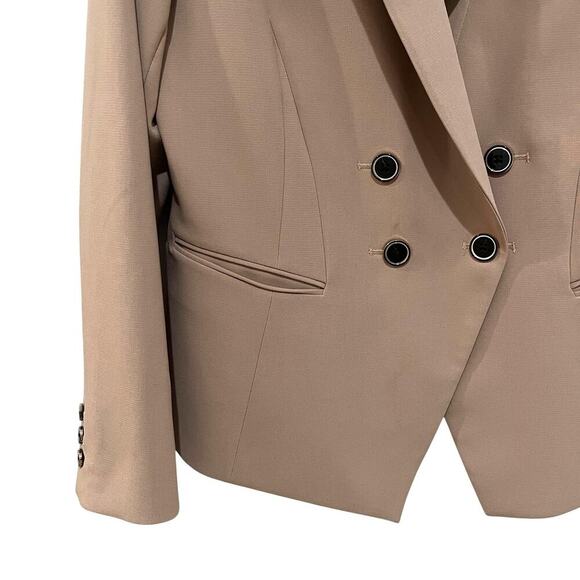 White House Black Market Jacket Womens 14 Tan Double Breasted Blazer Lined - Picture 5 of 9
